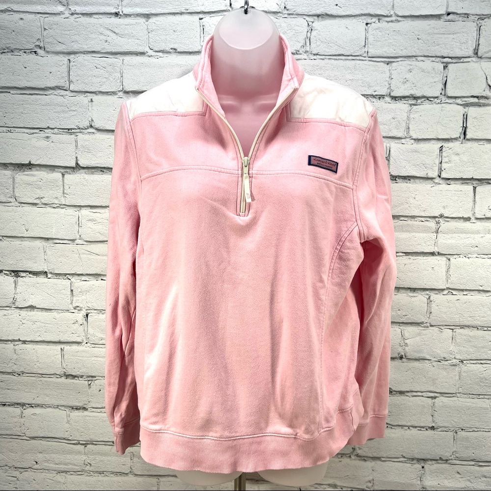 Vineyard Vines Women’s 1/4 Zip Pink Pullover Sweatshirt Size L